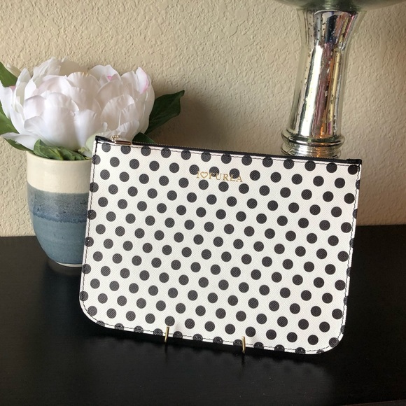 Furla Polka Dot Leather Zip Pouch EUC - Picture 2 of 12